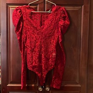 Red lace bodysuit